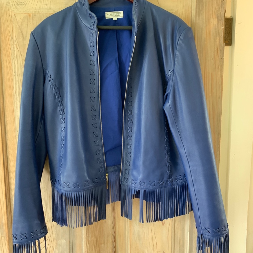 St. John Sport Blue Leather Jacket